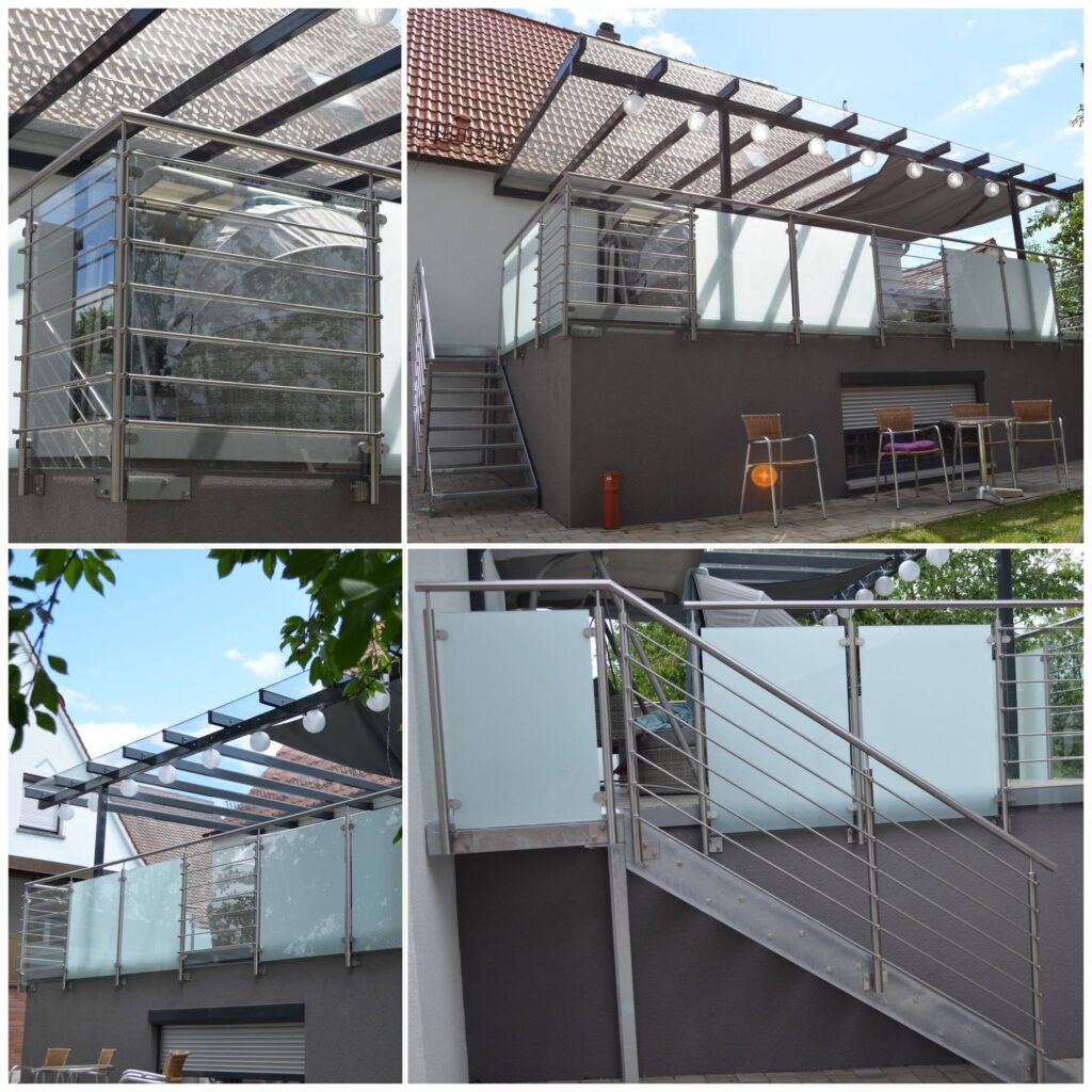 Terrassenüberdachung Steel Series anthrazit Beschattung Sichtschutz glas