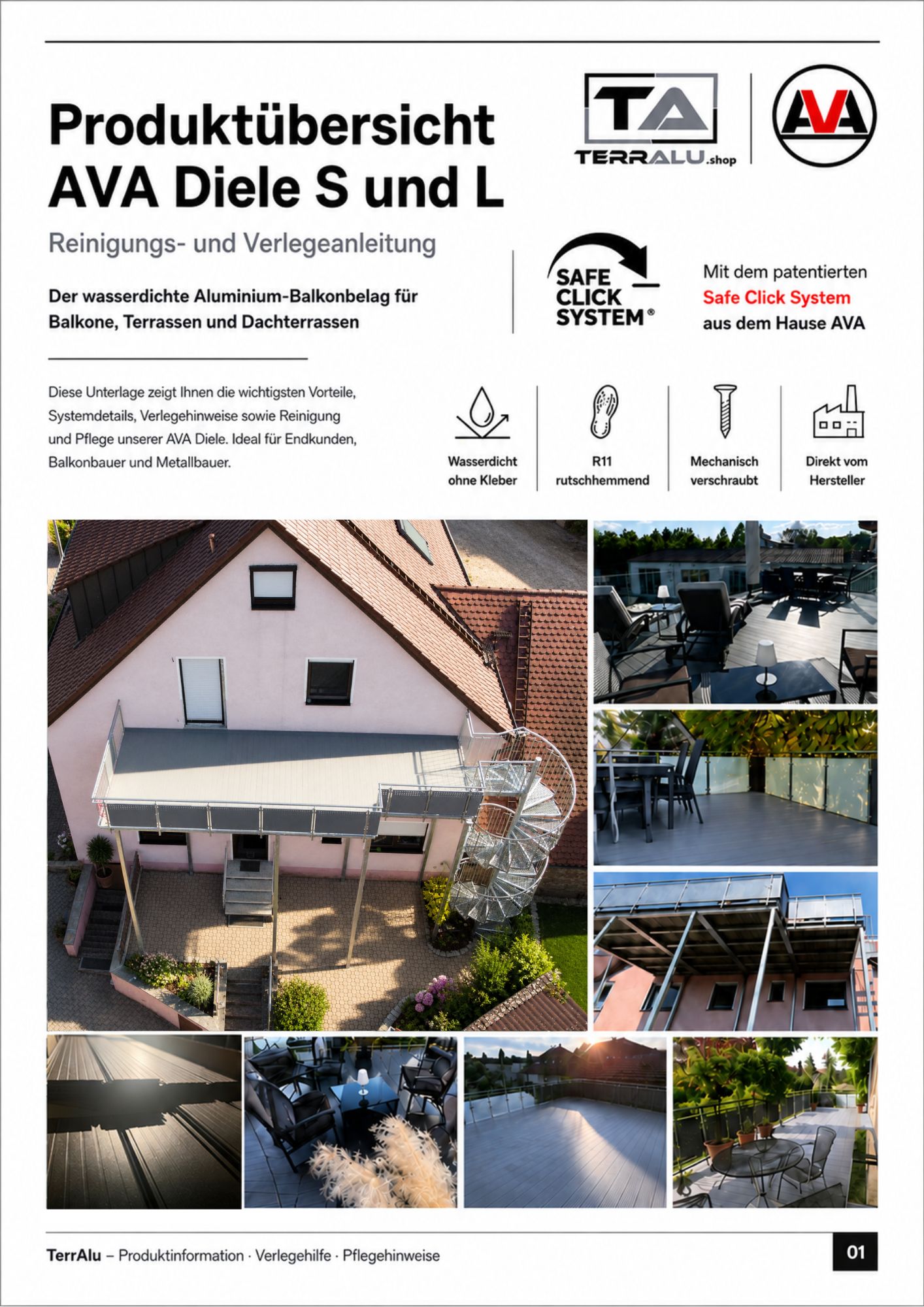AVA Diele Produktübersicht, Verlege- & Pflegeanweisung